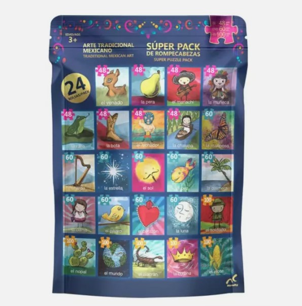 MEXICO LOTERIA PUZZLES ROMPECABEZAS TRADITIONAL MEXICAN CULTURE ART 24 PACK NEW